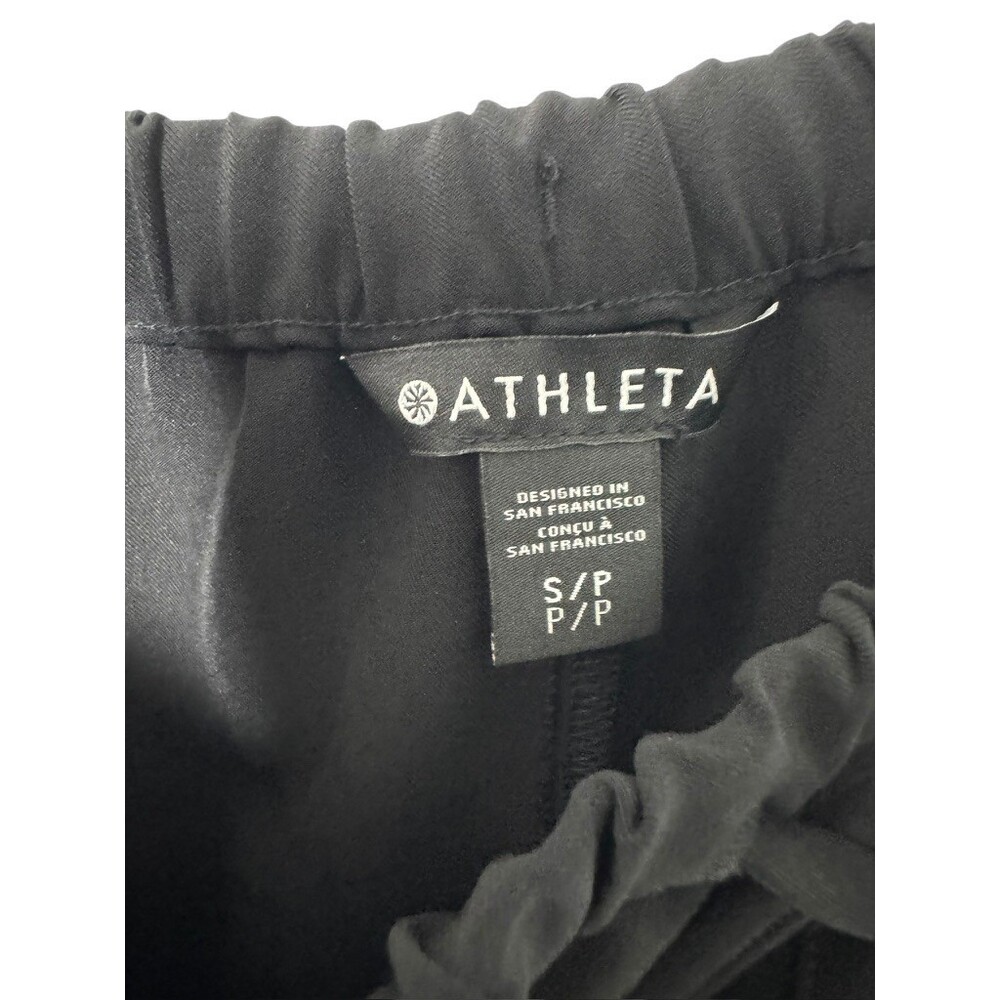 Athleta MVP Mid Rise Wide Leg Snap Pants size small P SP black athletic - Picture 3 of 8